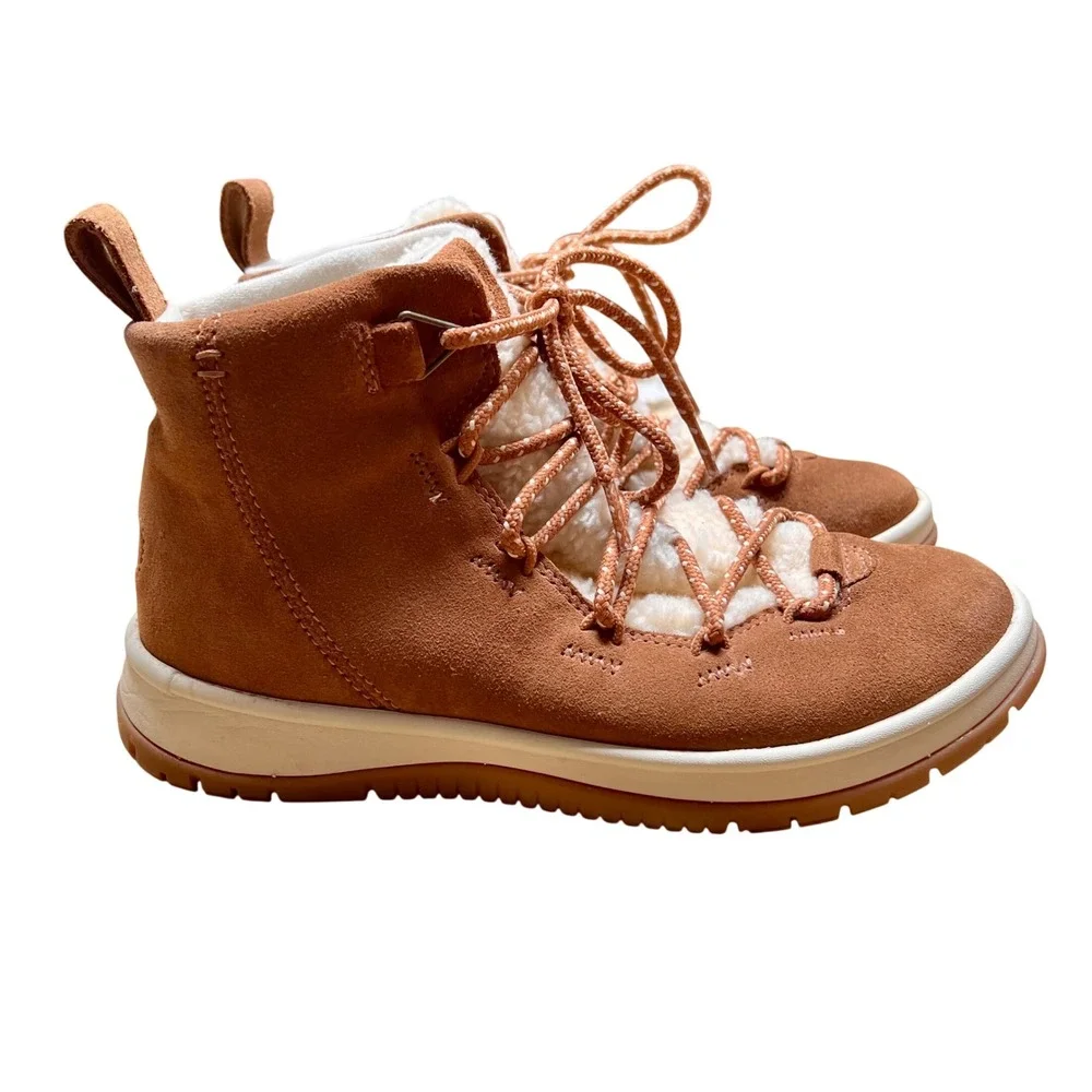 UGG Lakesider Heritage Mid Chestnut Suede Boots Women 7.5 Winter Sherpa